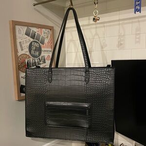 BÉIS Black Croc-Embossed Bag